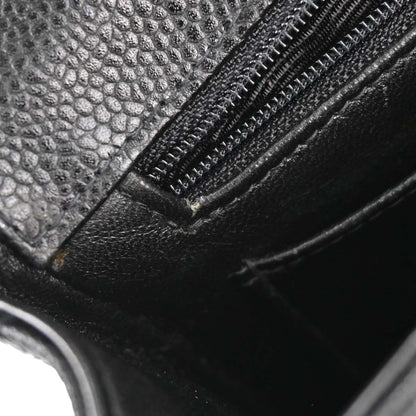 Chanel Black Caviar Skin Mademoiselle Straight Flap Top Handle Handbag