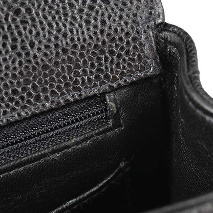Chanel Black Caviar Skin Mademoiselle Straight Flap Top Handle Handbag