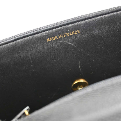 Chanel Black Caviar Skin Mademoiselle Straight Flap Top Handle Handbag