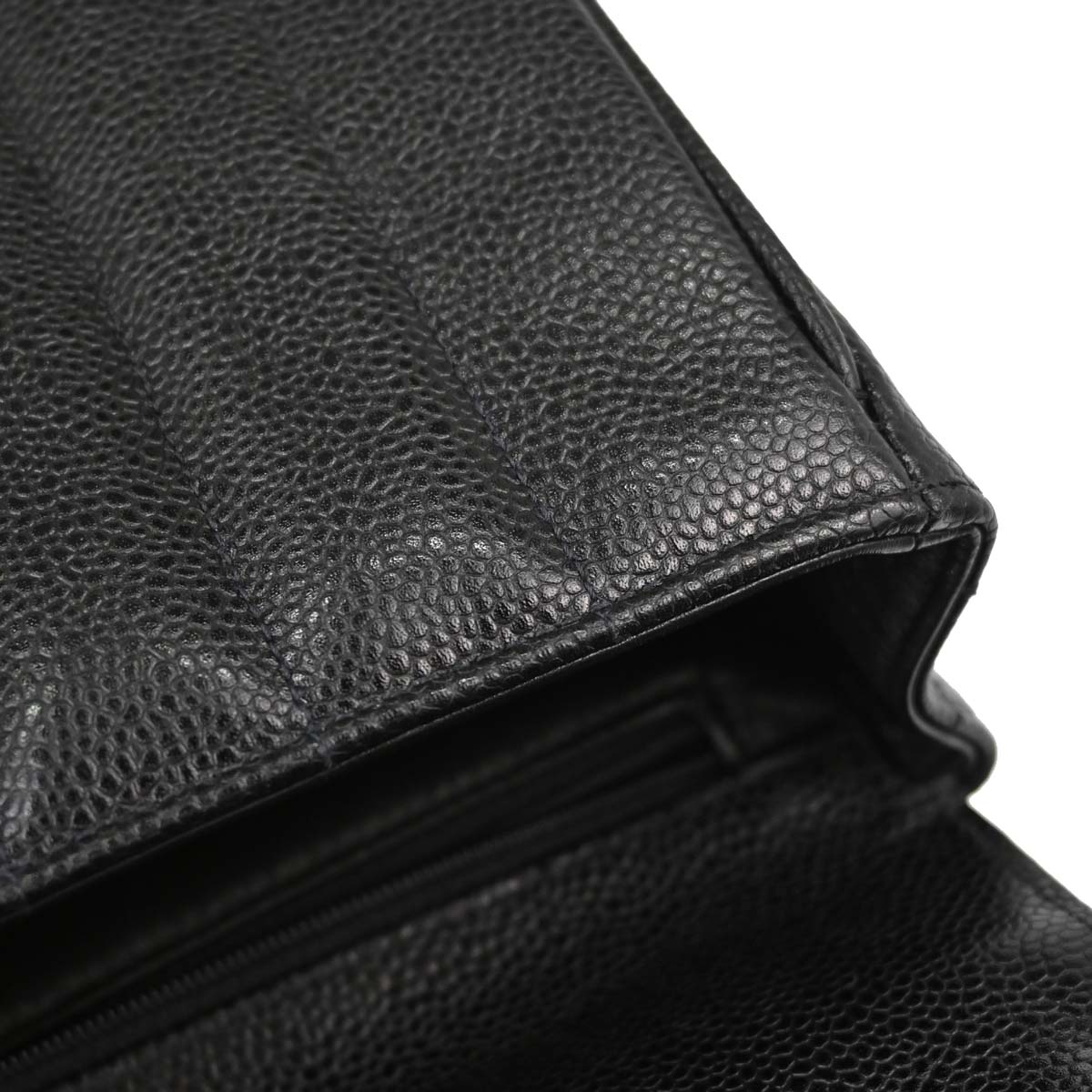 Chanel Black Caviar Skin Mademoiselle Straight Flap Top Handle Handbag