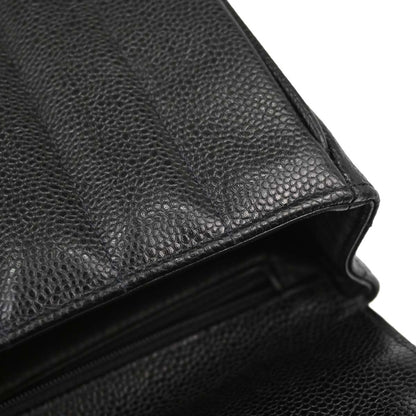 Chanel Black Caviar Skin Mademoiselle Straight Flap Top Handle Handbag