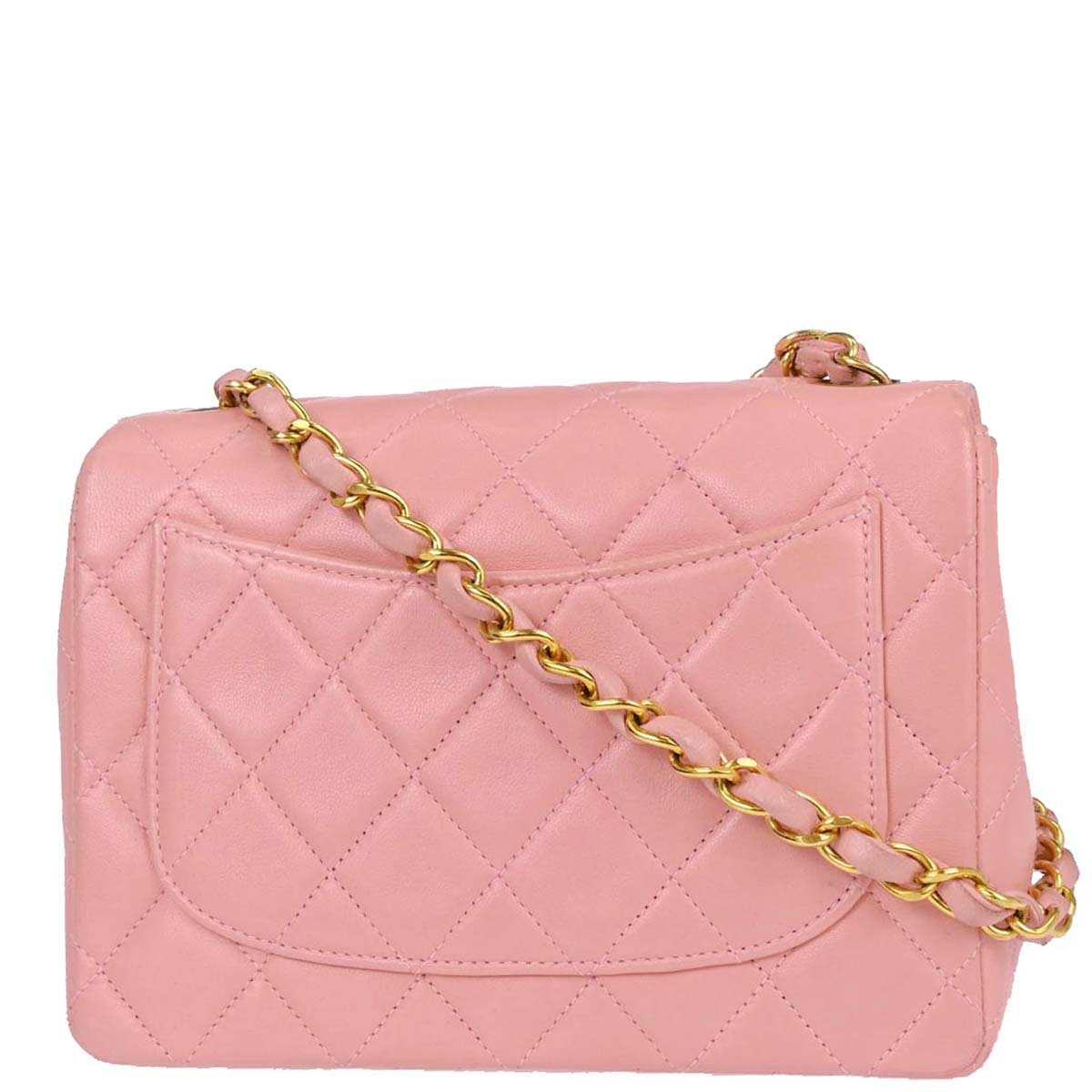 Chanel Pink Lambskin Mini Classic Square Flap Shoulder Bag 17