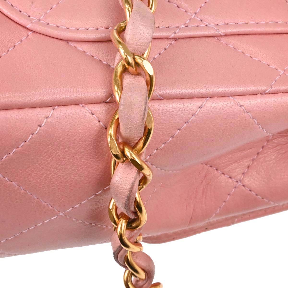 Chanel Pink Lambskin Mini Classic Square Flap Shoulder Bag 17