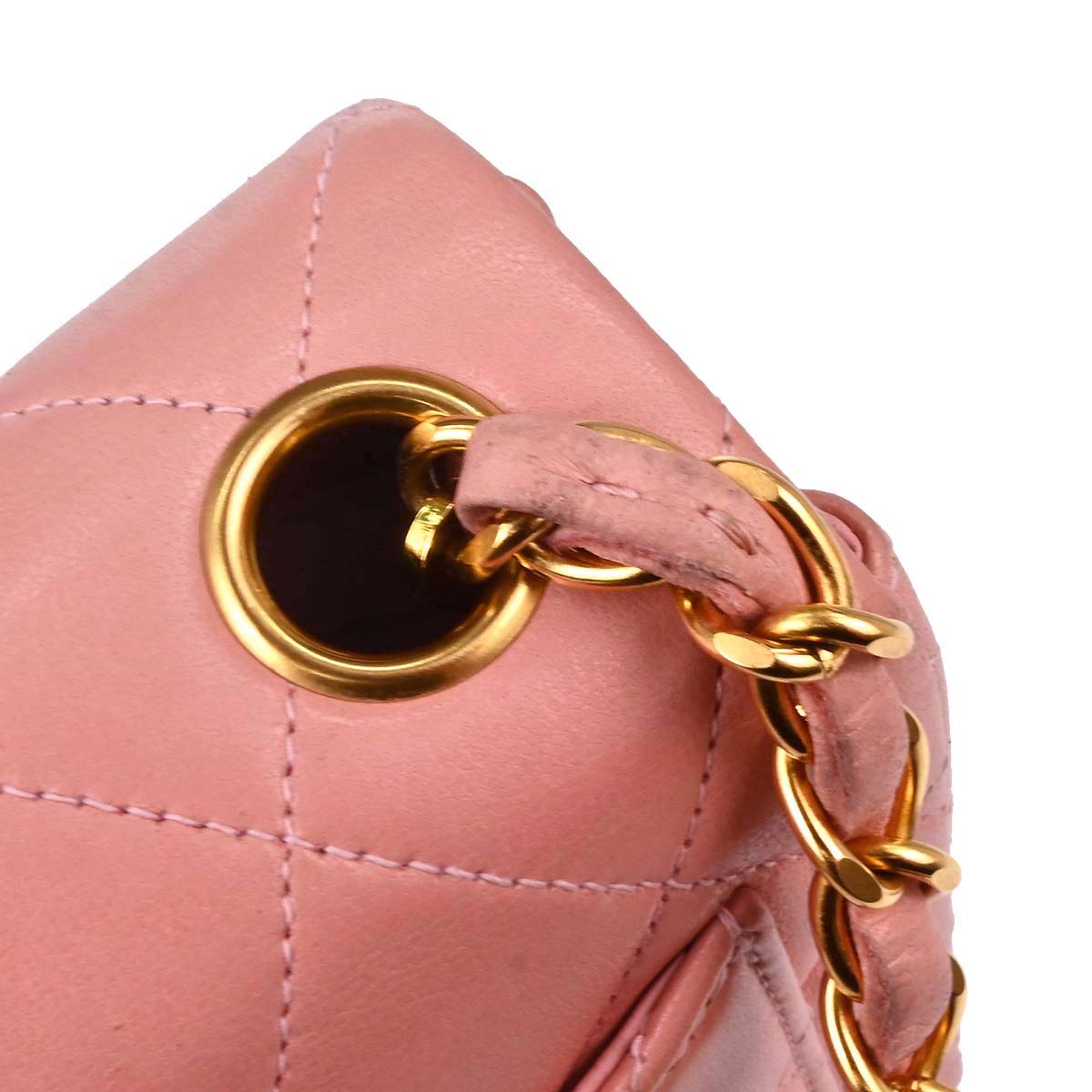 Chanel Pink Lambskin Mini Classic Square Flap Shoulder Bag 17