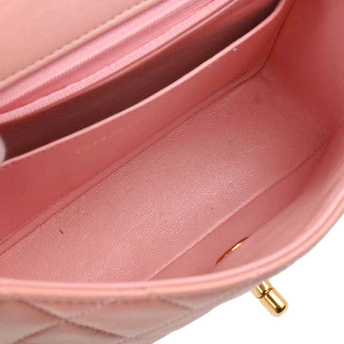 Chanel Pink Lambskin Mini Classic Square Flap Shoulder Bag 17