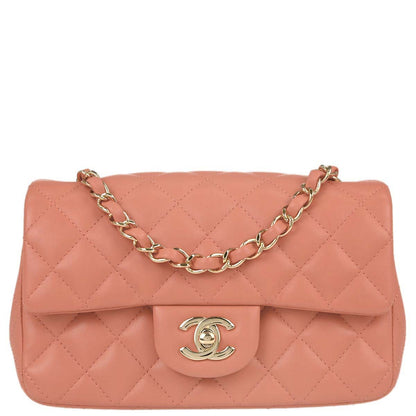 Chanel Pink Lambskin Single Flap Shoulder Bag