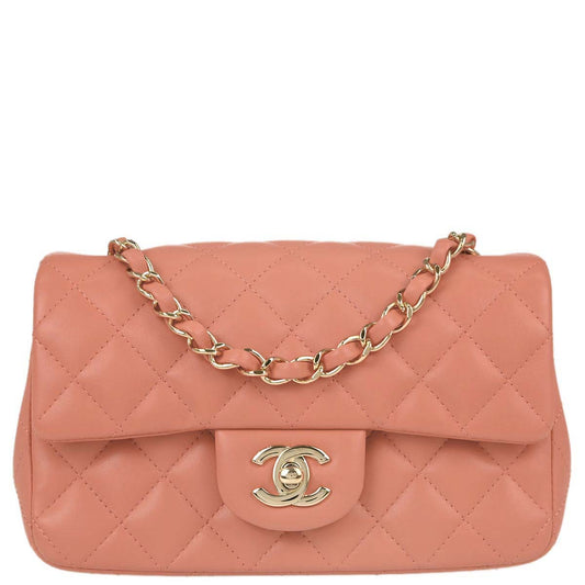 Chanel Pink Lambskin Single Flap Shoulder Bag