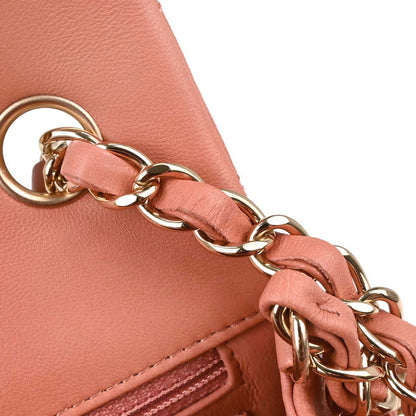 Chanel Pink Lambskin Single Flap Shoulder Bag