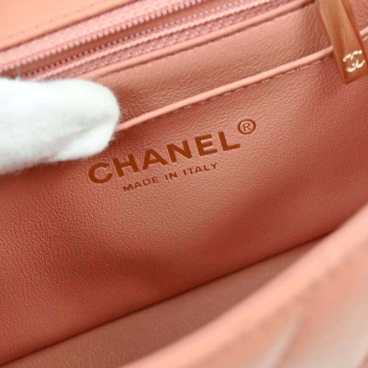 Chanel Pink Lambskin Single Flap Shoulder Bag