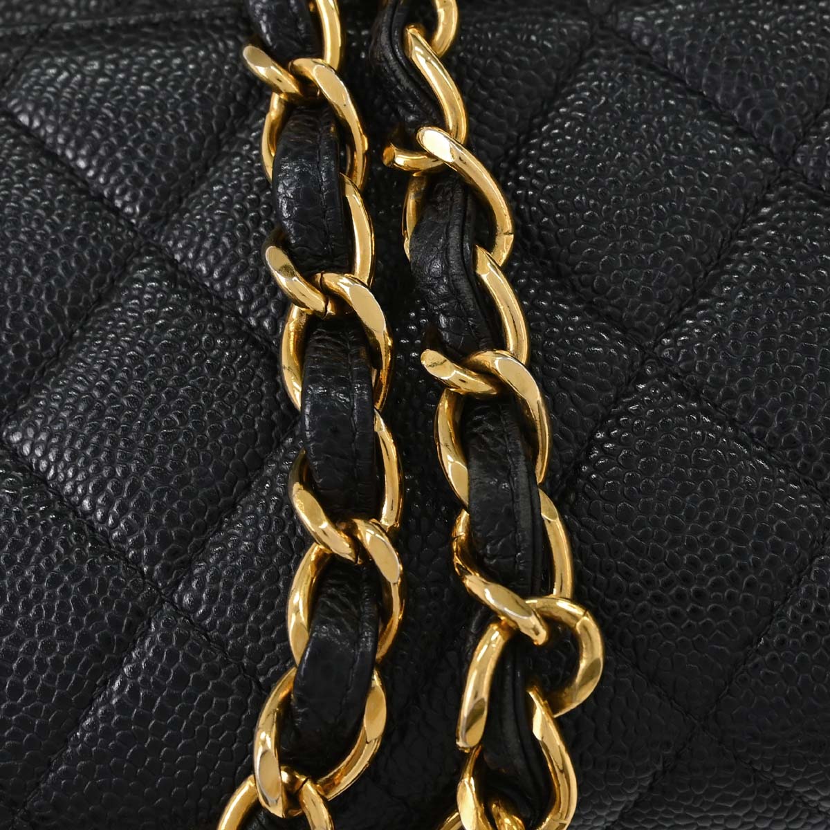 Chanel Black Caviar Skin Jumbo Classic Flap Shoulder Bag