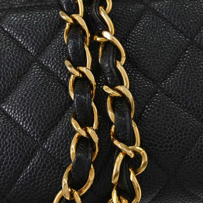 Chanel Black Caviar Skin Jumbo Classic Flap Shoulder Bag