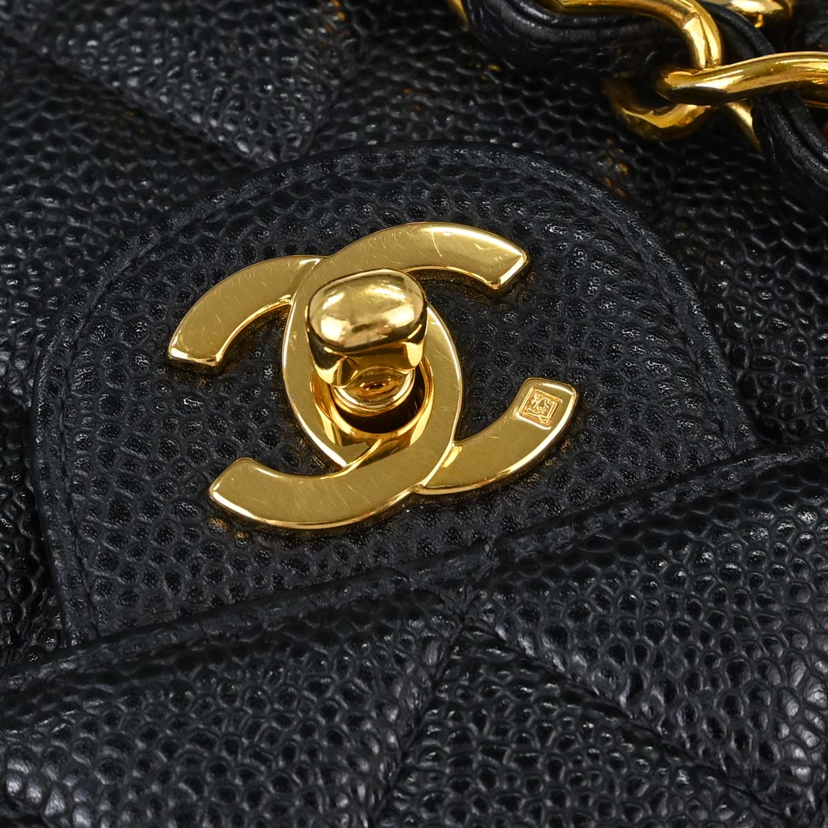 Chanel Black Caviar Skin Jumbo Classic Flap Shoulder Bag
