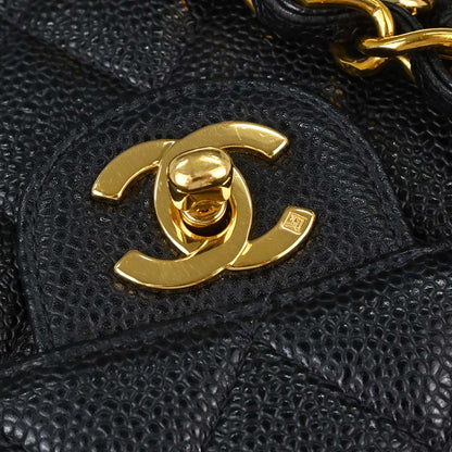 Chanel Black Caviar Skin Jumbo Classic Flap Shoulder Bag