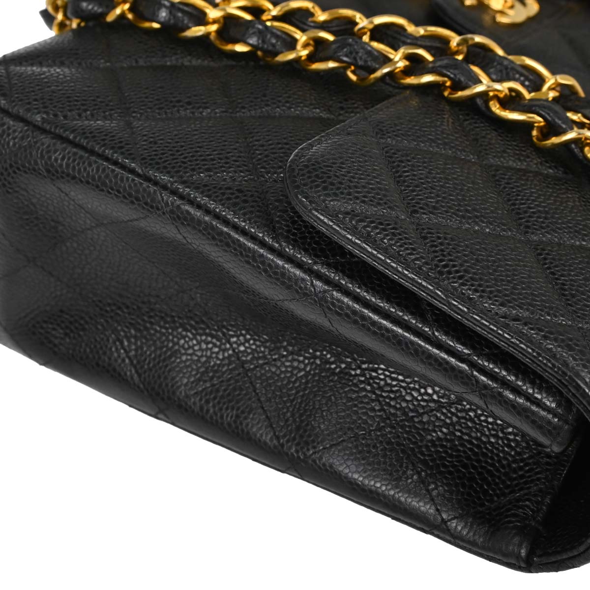 Chanel Black Caviar Skin Jumbo Classic Flap Shoulder Bag