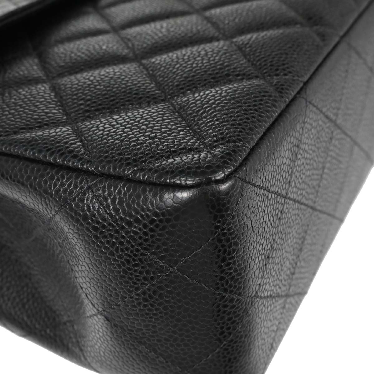 Chanel Black Caviar Skin Jumbo Classic Flap Shoulder Bag