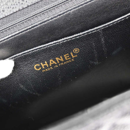 Chanel Black Caviar Skin Jumbo Classic Flap Shoulder Bag