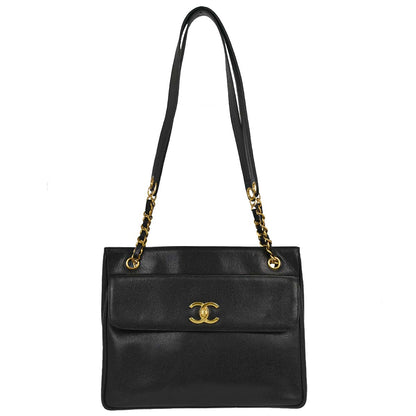 Chanel Black Caviar Skin Shoulder Tote Bag