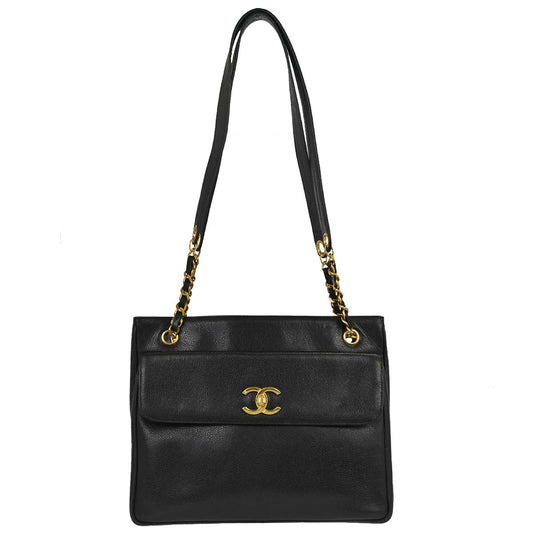 Chanel Black Caviar Skin Shoulder Tote Bag