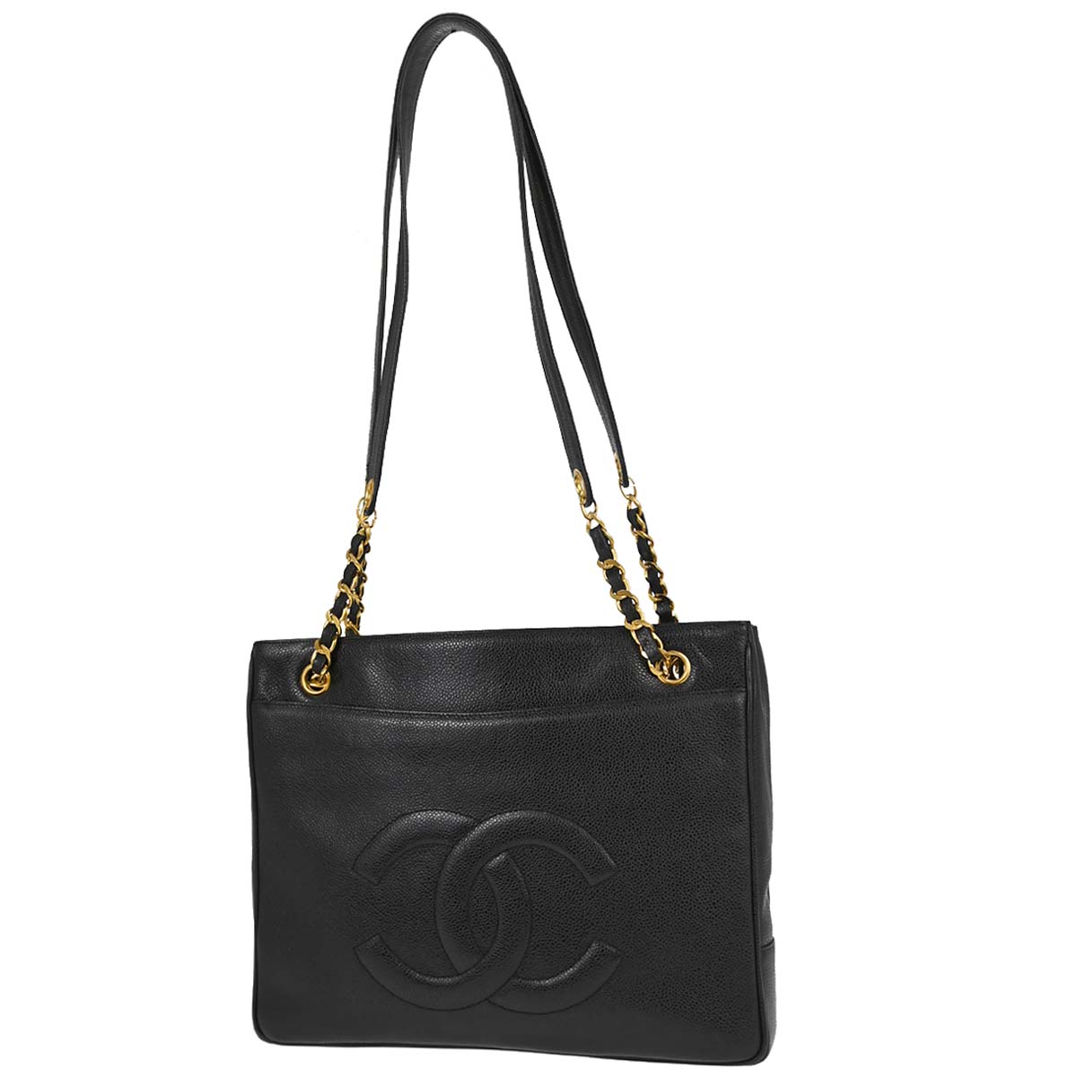 Chanel Black Caviar Skin Shoulder Tote Bag