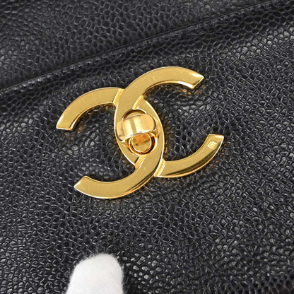 Chanel Black Caviar Skin Shoulder Tote Bag