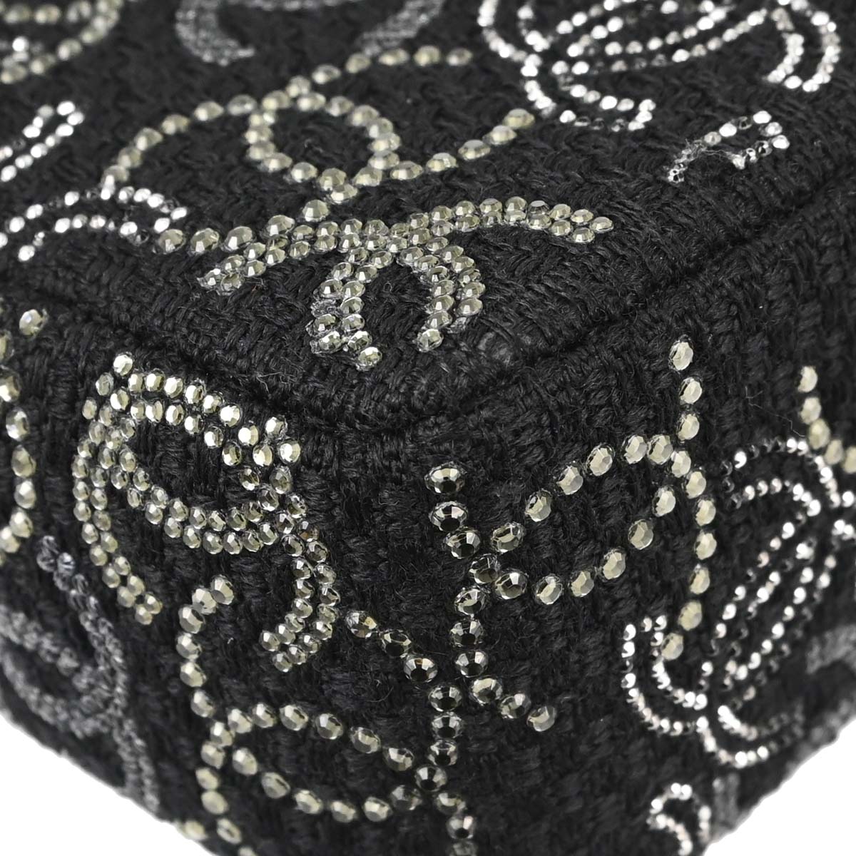 Chanel Black Fabric Rhinestone Medium Classic Double Flap Shoulder Bag