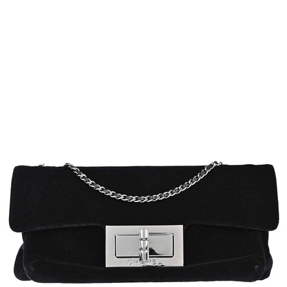 Chanel Black Velvet Mademoiselle Lock Shoulder Bag