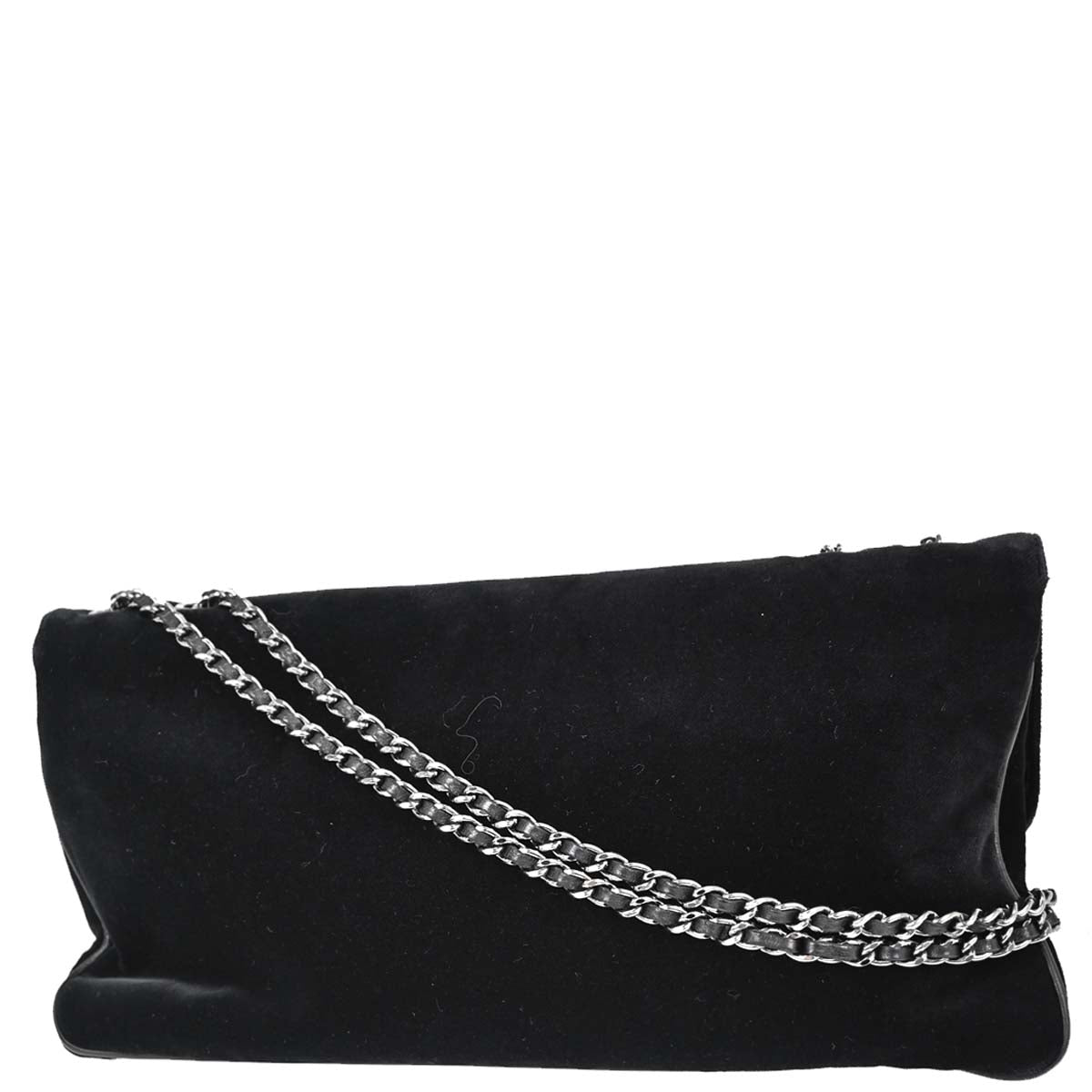 Chanel Black Velvet Mademoiselle Lock Shoulder Bag