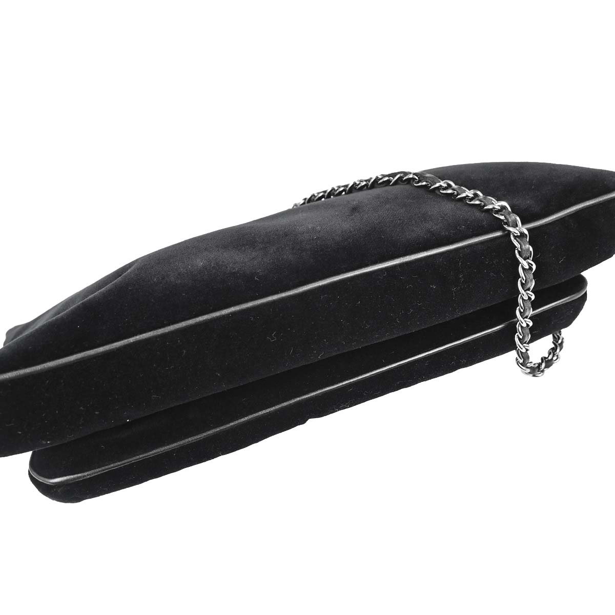 Chanel Black Velvet Mademoiselle Lock Shoulder Bag