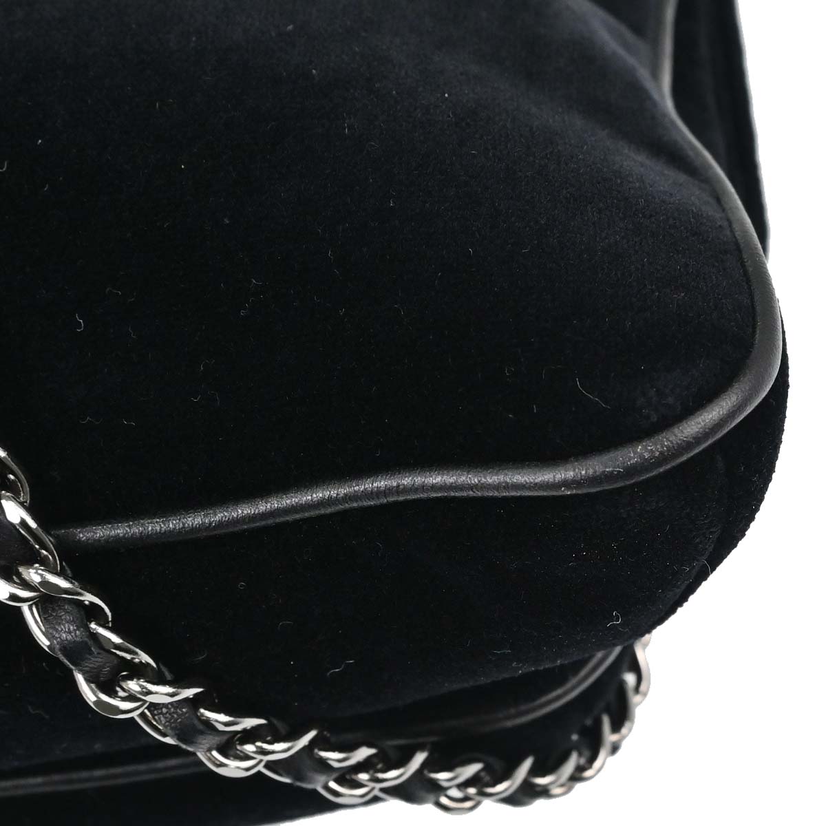 Chanel Black Velvet Mademoiselle Lock Shoulder Bag