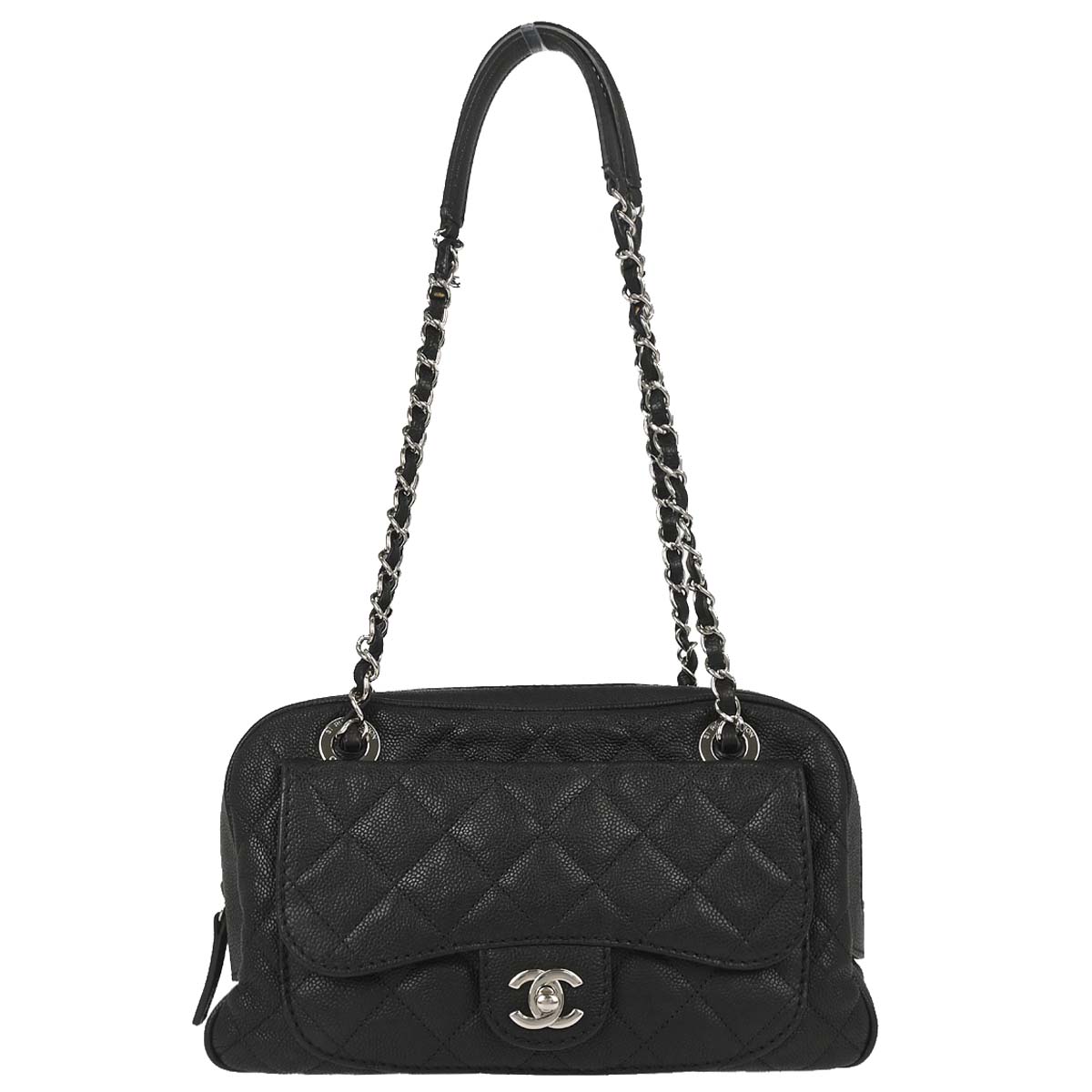 Chanel Black Caviar Skin Camera Bag Large
