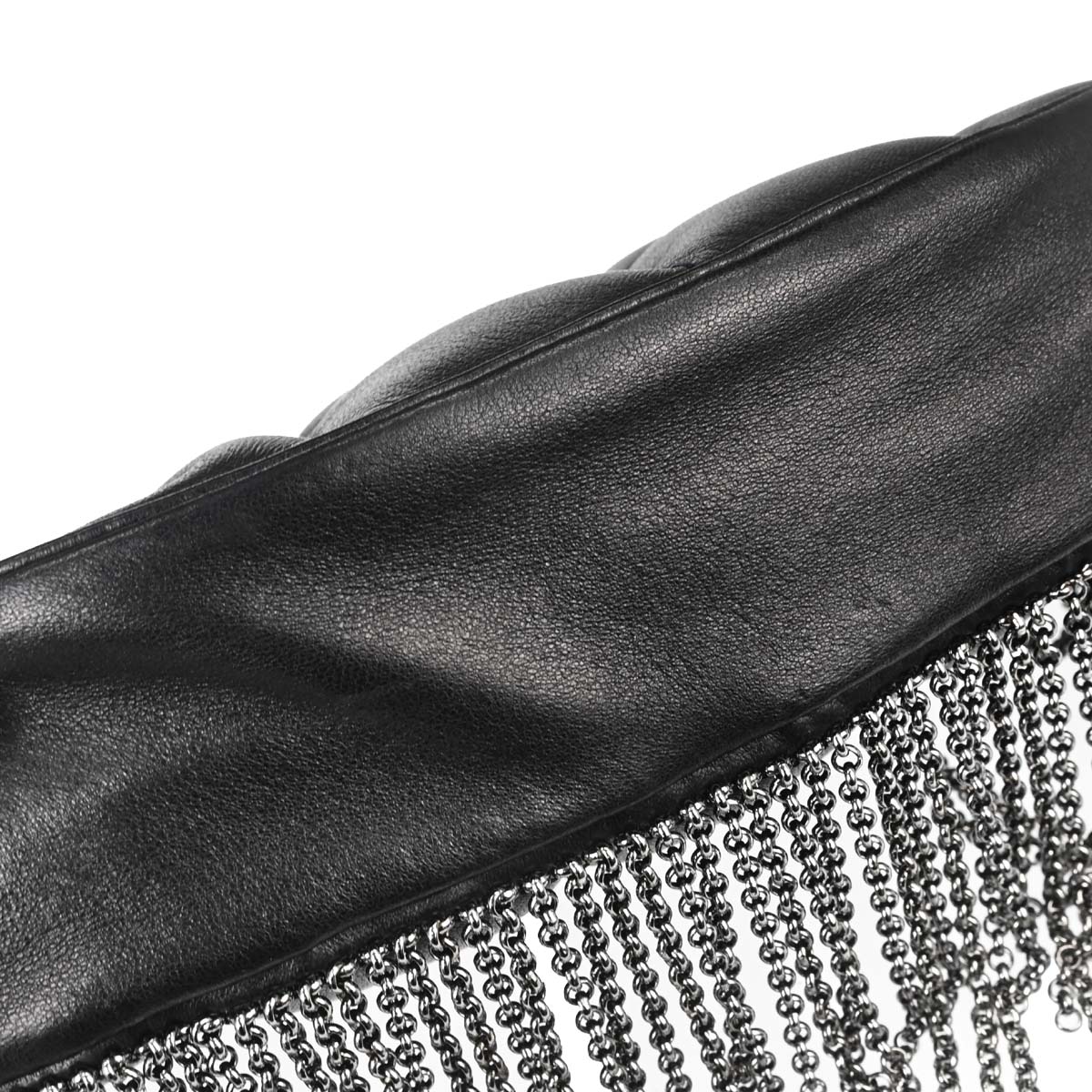 Chanel Black Lambskin Choco Bar Fringe Handbag