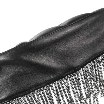 Chanel Black Lambskin Choco Bar Fringe Handbag