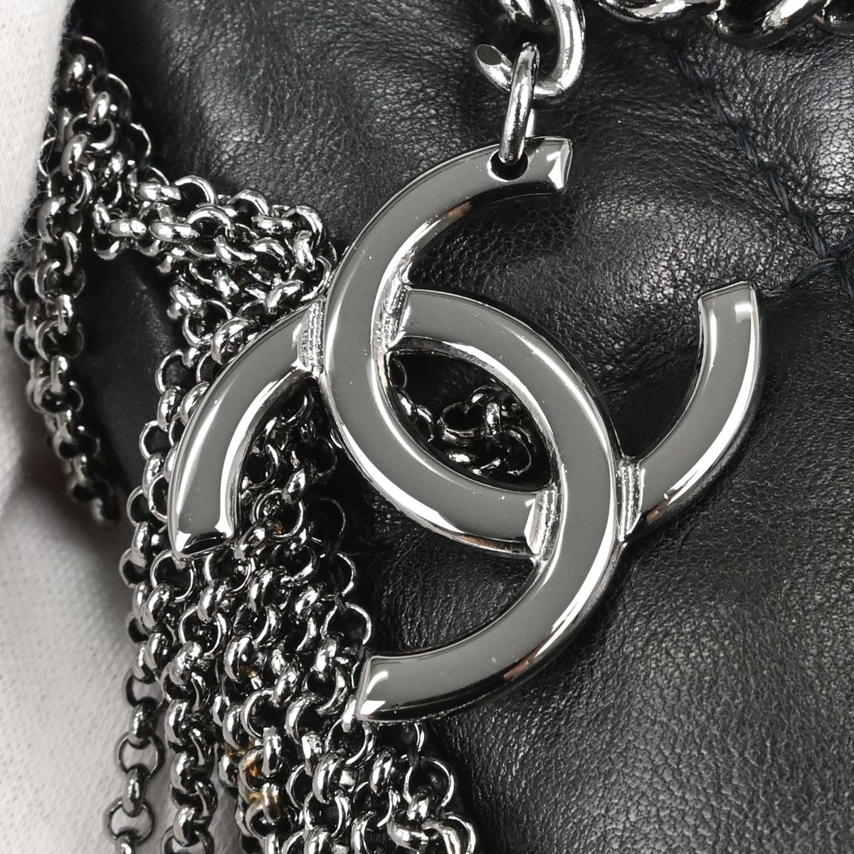Chanel Black Lambskin Choco Bar Fringe Handbag