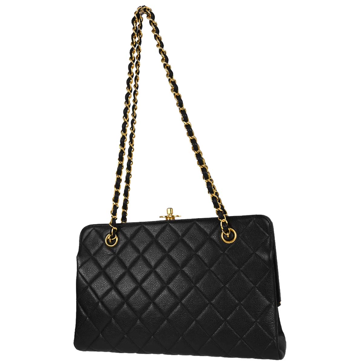 Chanel Black Caviar Skin Shoulder Tote Bag