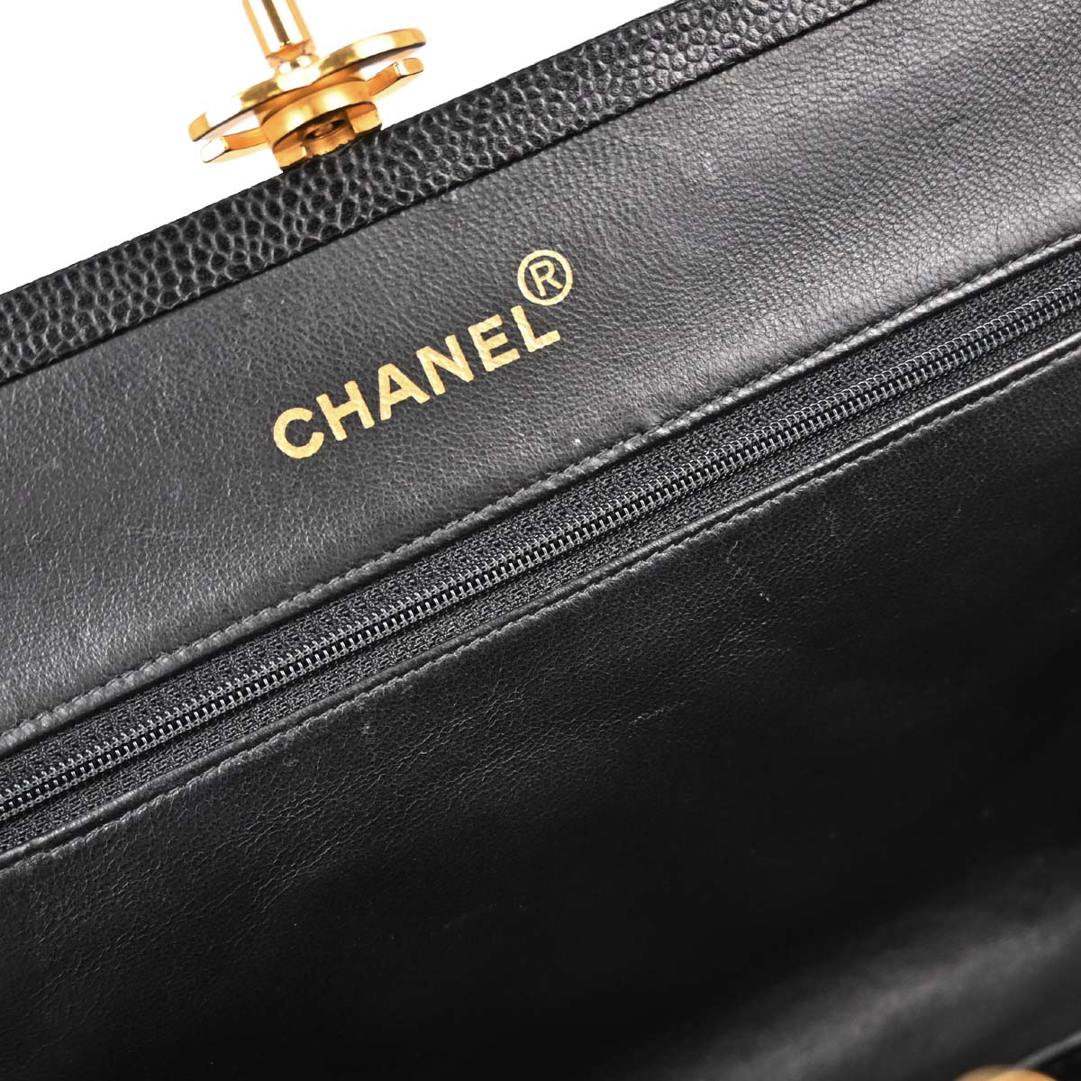 Chanel Black Caviar Skin Shoulder Tote Bag