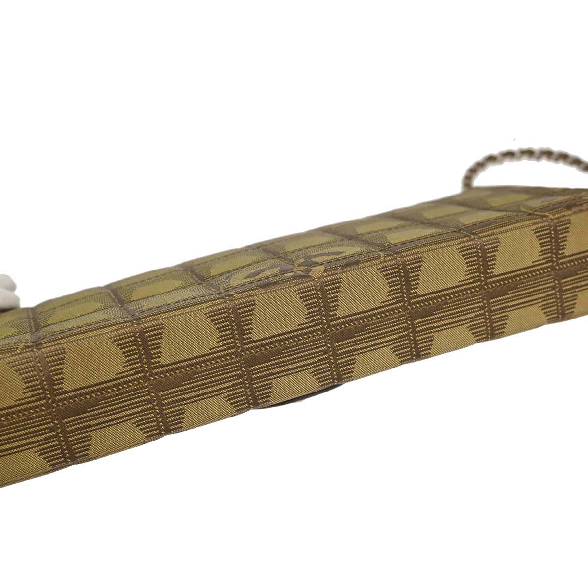 Chanel Khaki Jacquard Nylon Travel Line East West Shoulder Bag