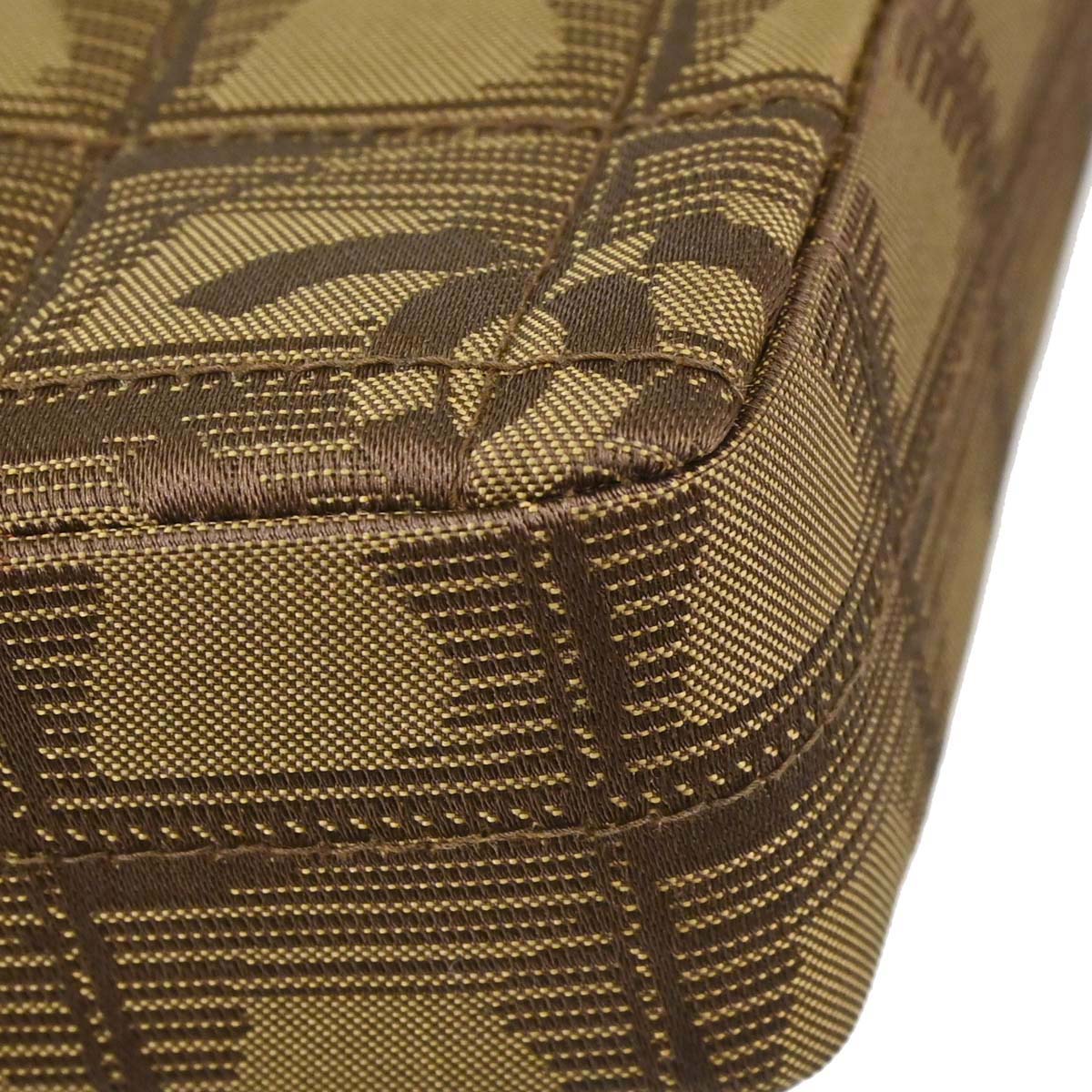 Chanel Khaki Jacquard Nylon Travel Line East West Shoulder Bag