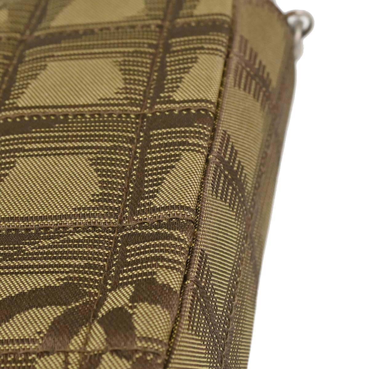 Chanel Khaki Jacquard Nylon Travel Line East West Shoulder Bag