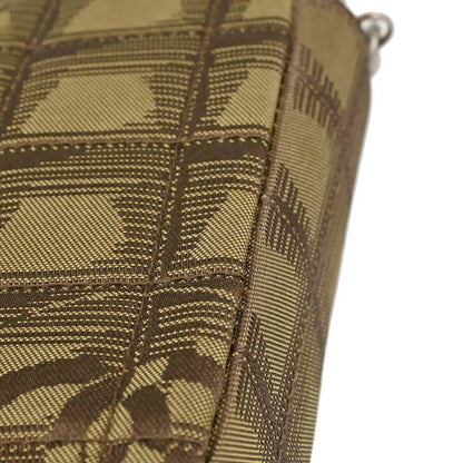 Chanel Khaki Jacquard Nylon Travel Line East West Shoulder Bag