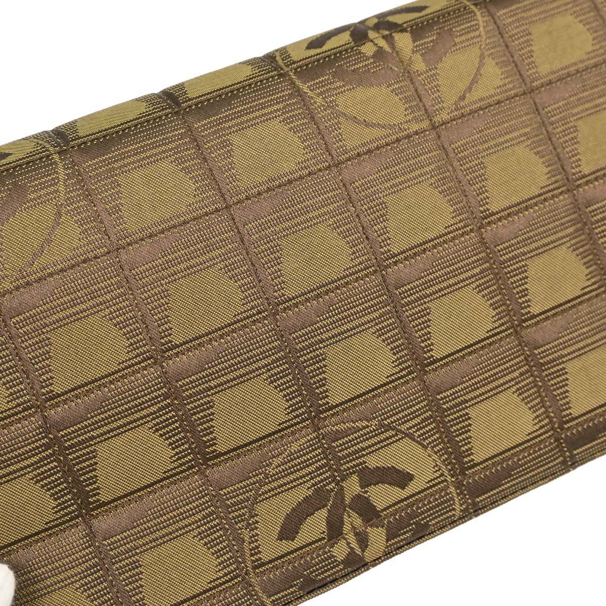 Chanel Khaki Jacquard Nylon Travel Line East West Shoulder Bag