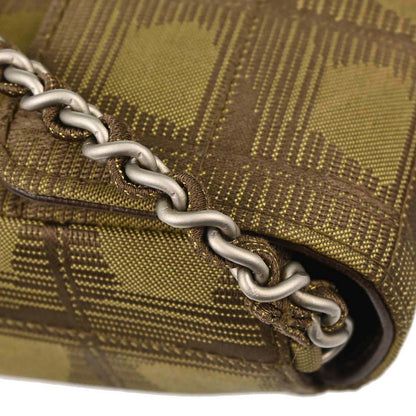 Chanel Khaki Jacquard Nylon Travel Line East West Shoulder Bag