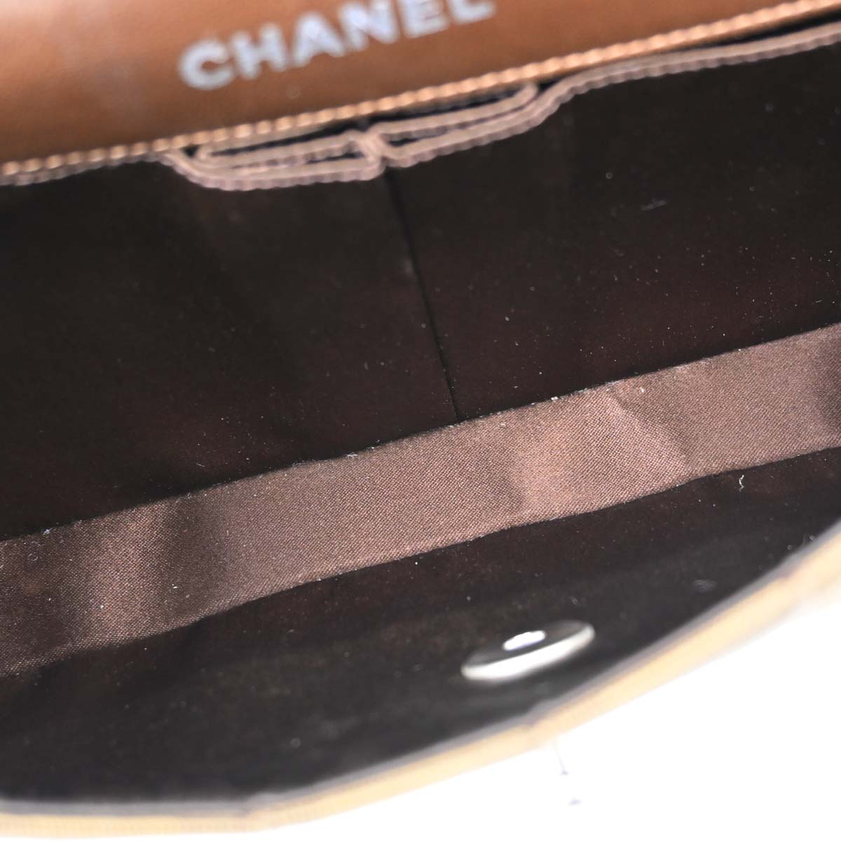 Chanel Khaki Jacquard Nylon Travel Line East West Shoulder Bag