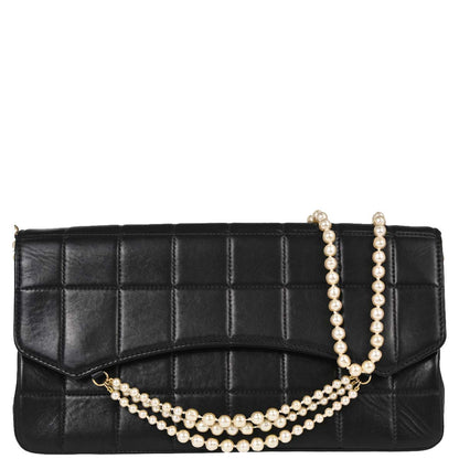 Chanel Black Lambskin Choco Bar Costume Pearl Shoulder Bag