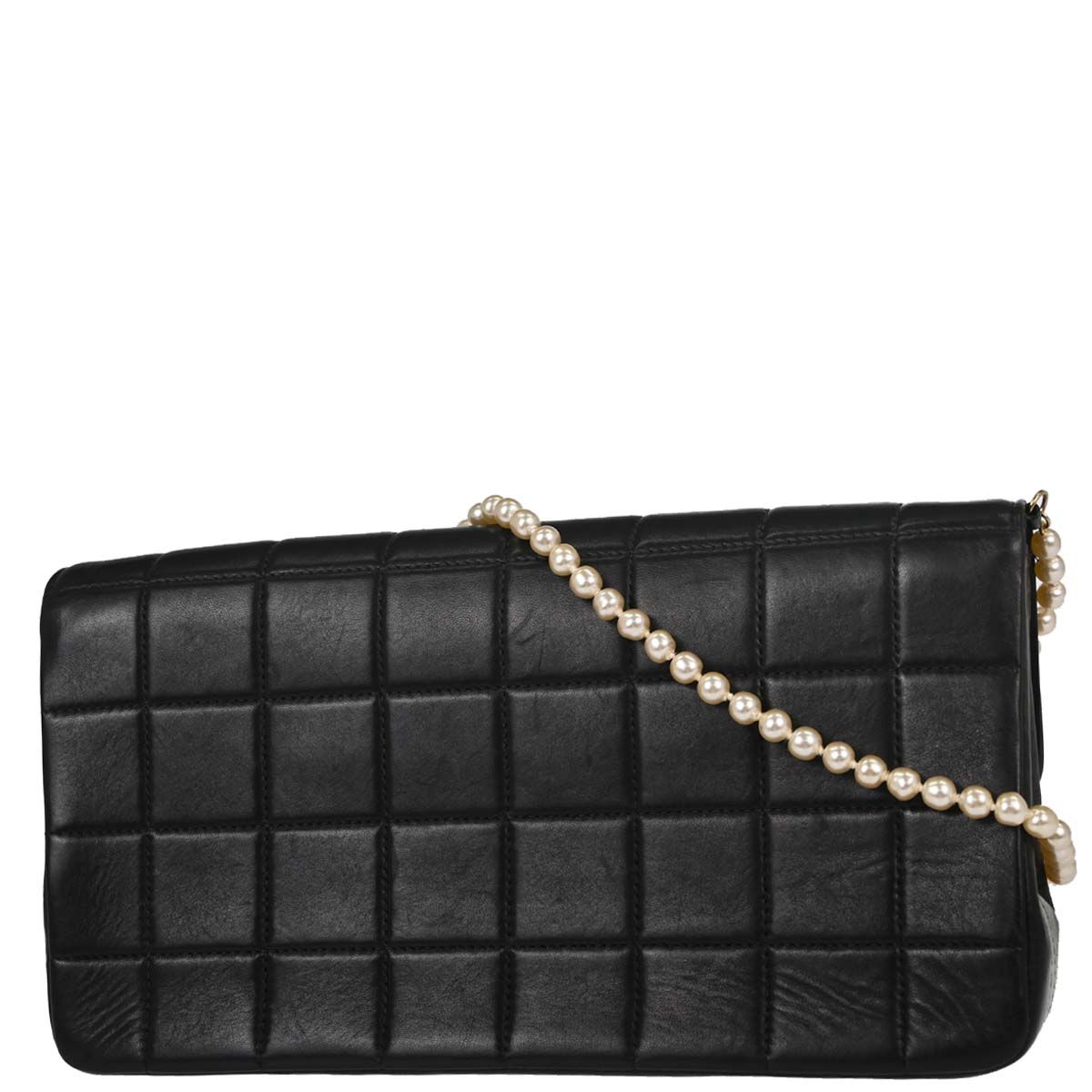 Chanel Black Lambskin Choco Bar Costume Pearl Shoulder Bag