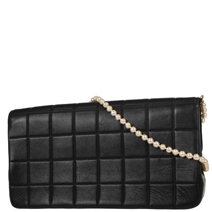 Chanel Black Lambskin Choco Bar Costume Pearl Shoulder Bag