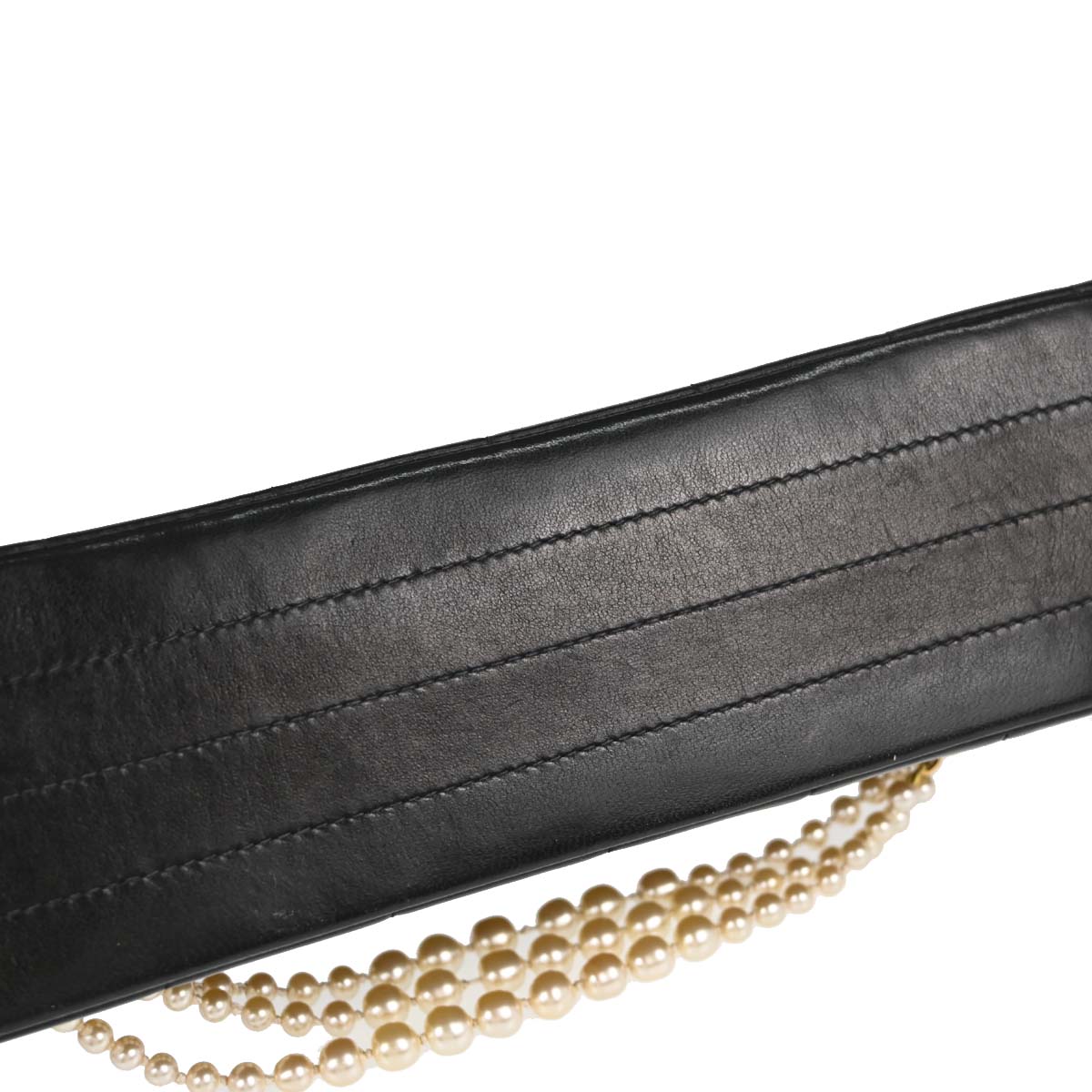 Chanel Black Lambskin Choco Bar Costume Pearl Shoulder Bag