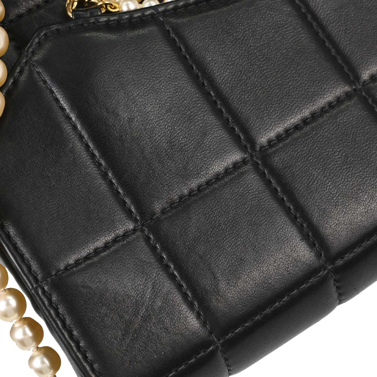 Chanel Black Lambskin Choco Bar Costume Pearl Shoulder Bag