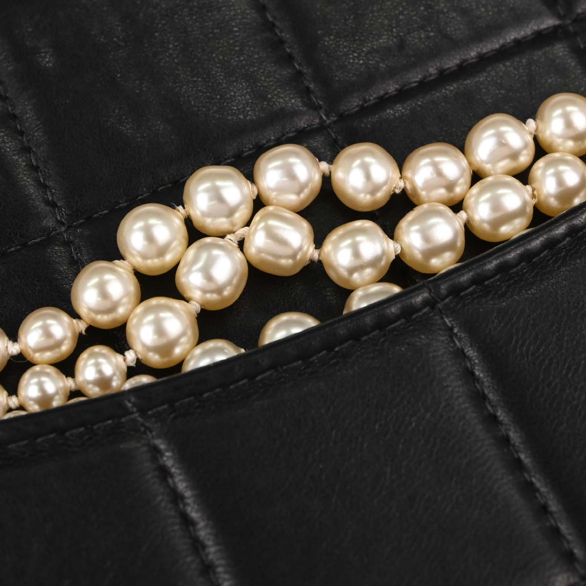 Chanel Black Lambskin Choco Bar Costume Pearl Shoulder Bag