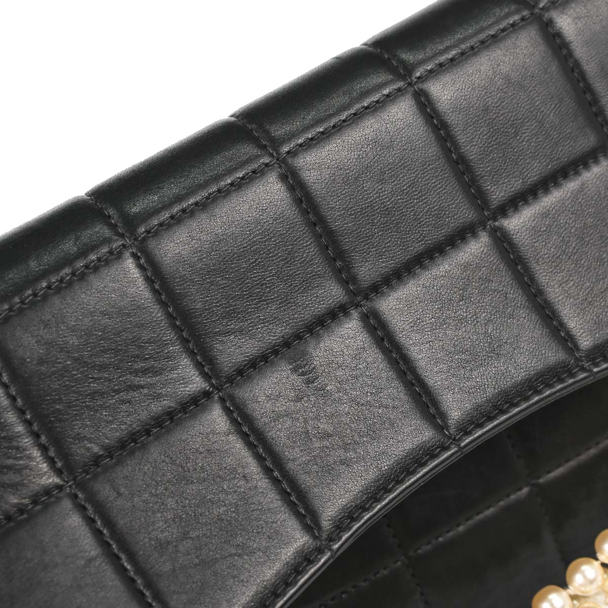 Chanel Black Lambskin Choco Bar Costume Pearl Shoulder Bag