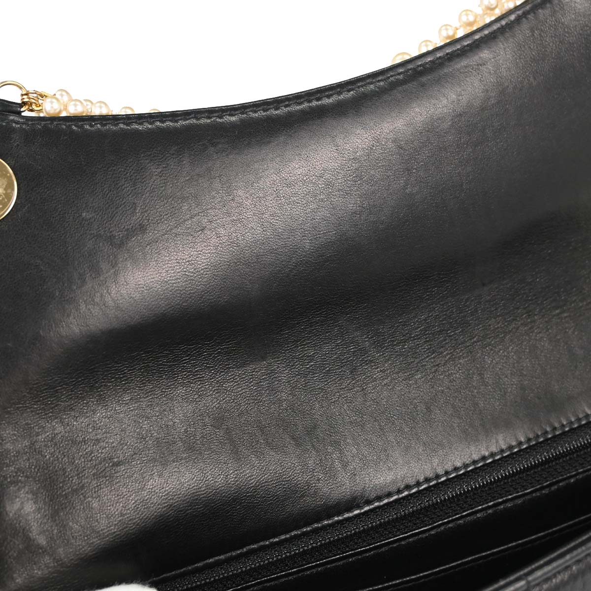 Chanel Black Lambskin Choco Bar Costume Pearl Shoulder Bag